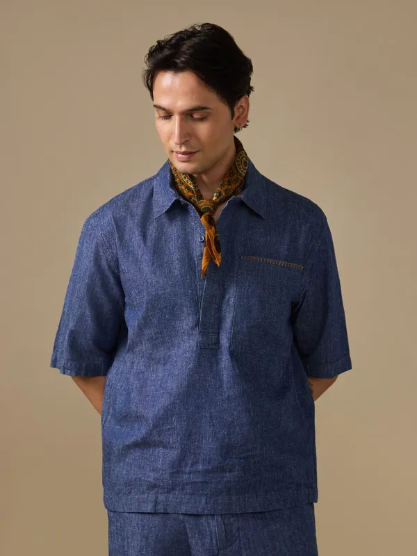 Cotton-Linen_Relaxed_Fit_Woven_Polo