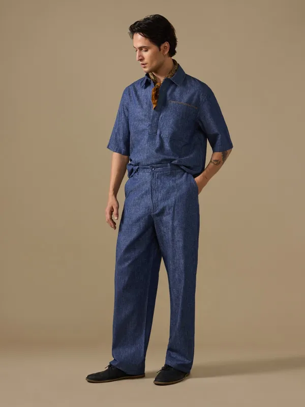 Cotton-Linen_Relaxed_Fit_Woven_Polo