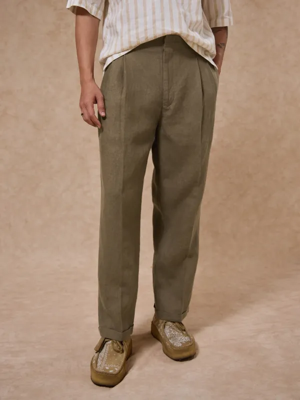 100%_Linen_Relax_Fit_High_Waist_Pleated_Trouser