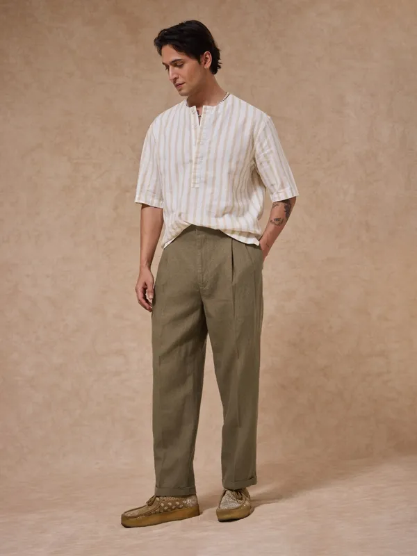 100%_Linen_Relax_Fit_High_Waist_Pleated_Trouser