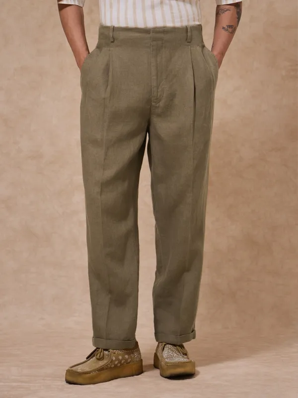 100%_Linen_Relax_Fit_High_Waist_Pleated_Trouser