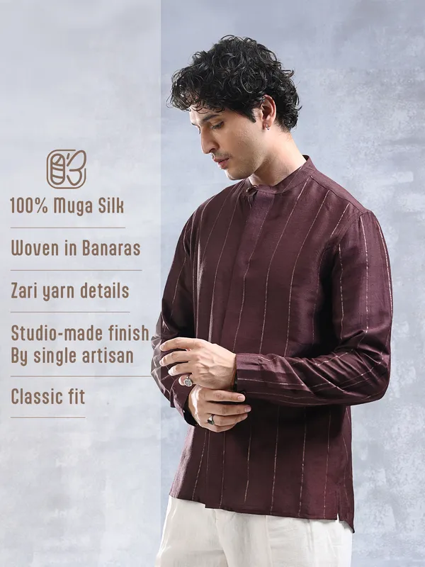 100%_Muga_Silk_classic_fit_BuShirt_with_zari_stripe