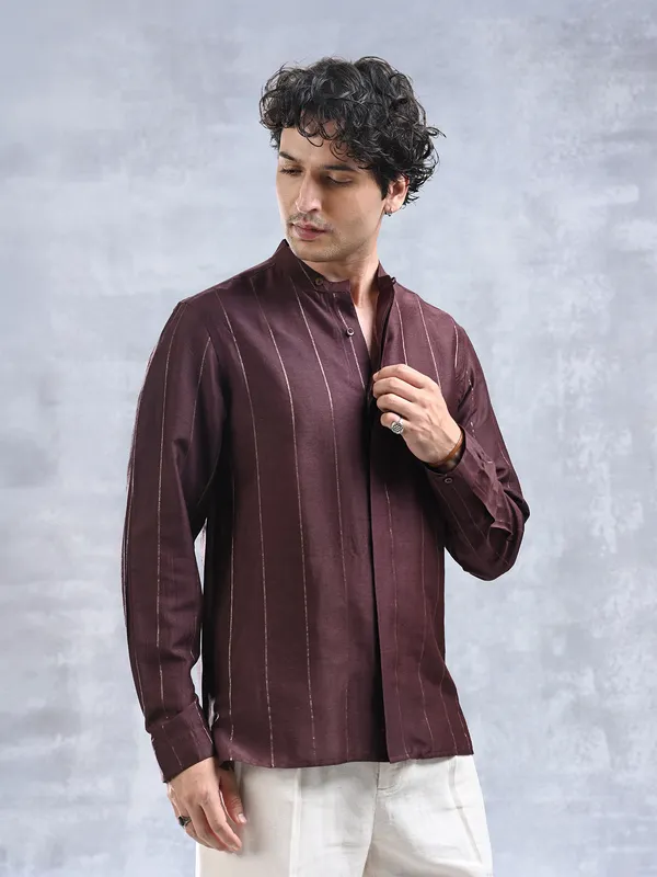 100%_Muga_Silk_classic_fit_BuShirt_with_zari_stripe