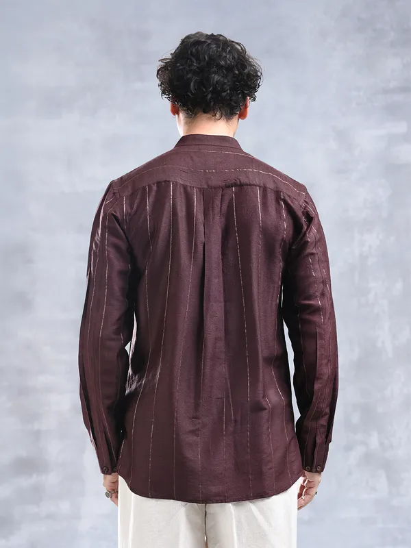 100%_Muga_Silk_classic_fit_BuShirt_with_zari_stripe