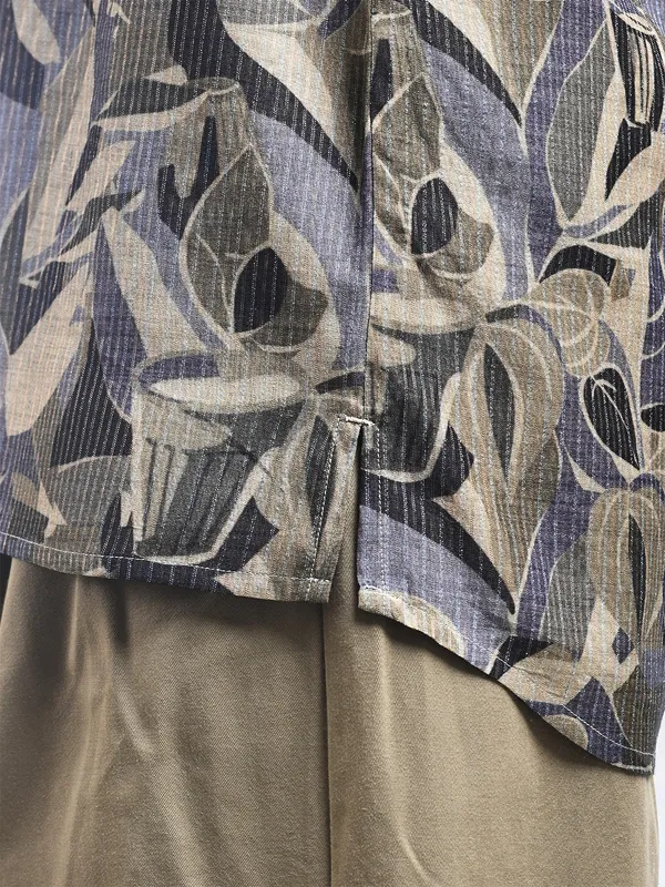 100%_Muga_Silk_with_zari_stripe_classic_fit_BuShirt_in_print