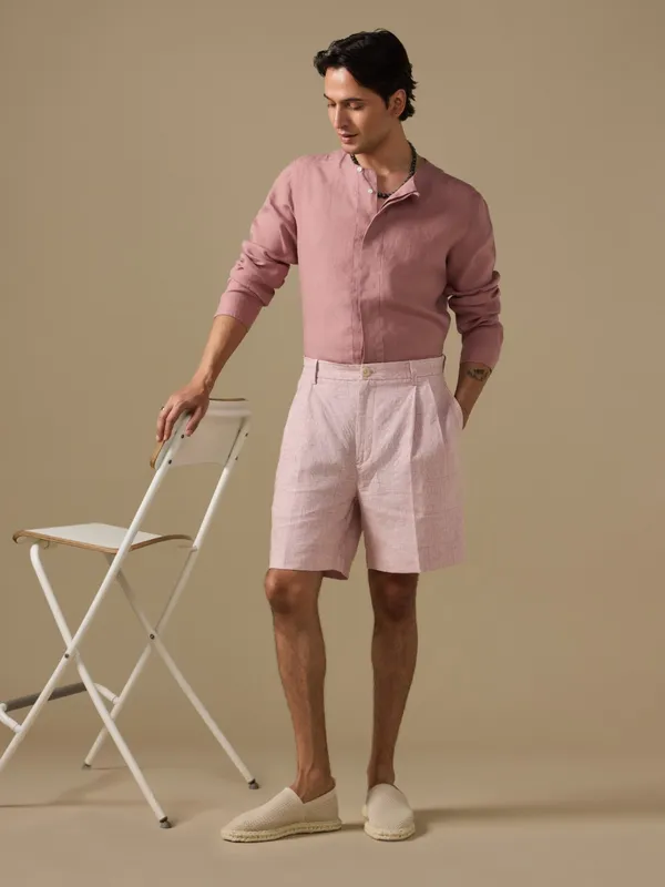 Hand_Embroidered_100%_Linen_Pleated_Shorts