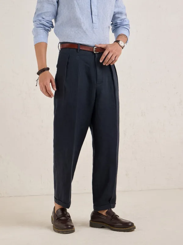 100%_Linen_Relax_Fit_Pleated_Trouser