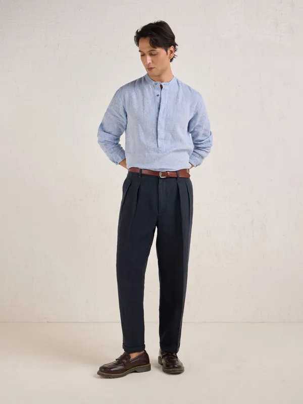 100%_Linen_Relax_Fit_Pleated_Trouser