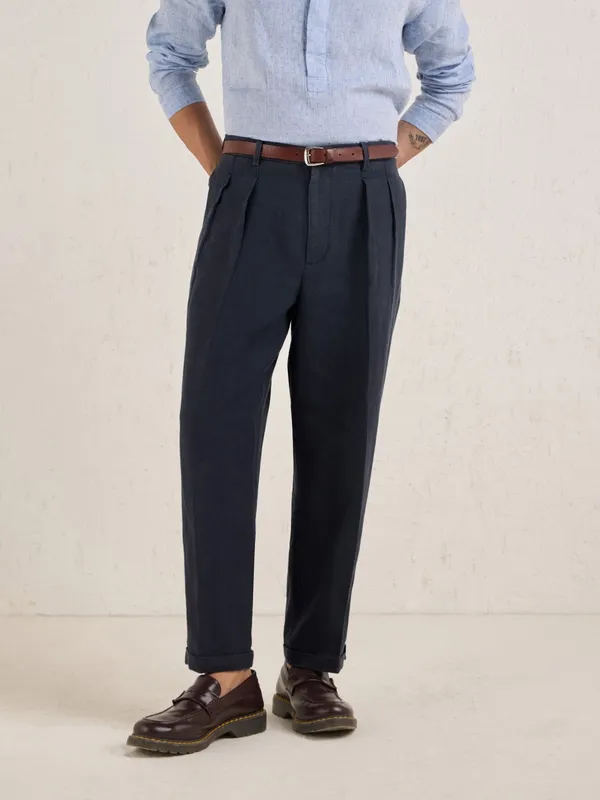 100%_Linen_Relax_Fit_Pleated_Trouser