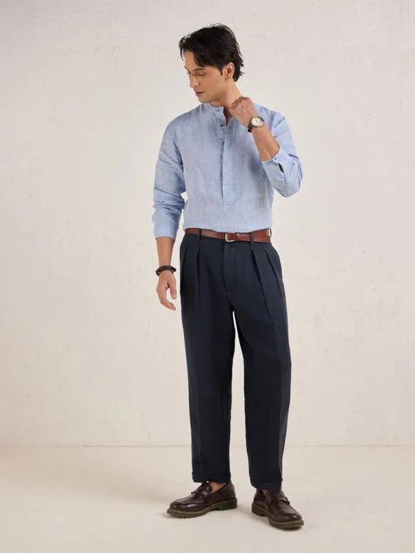 100%_Linen_Relax_Fit_Pleated_Trouser