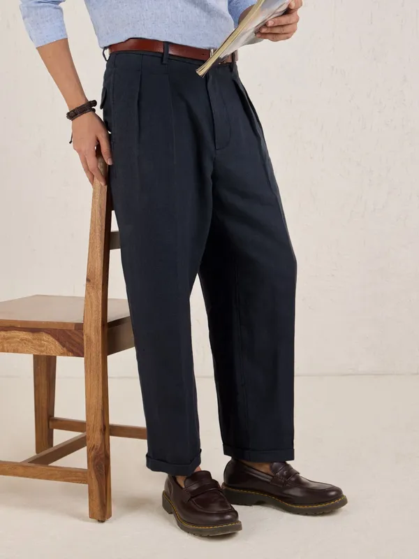100%_Linen_Relax_Fit_Pleated_Trouser