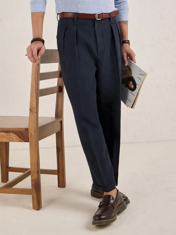100%_Linen_Relax_Fit_Pleated_Trouser