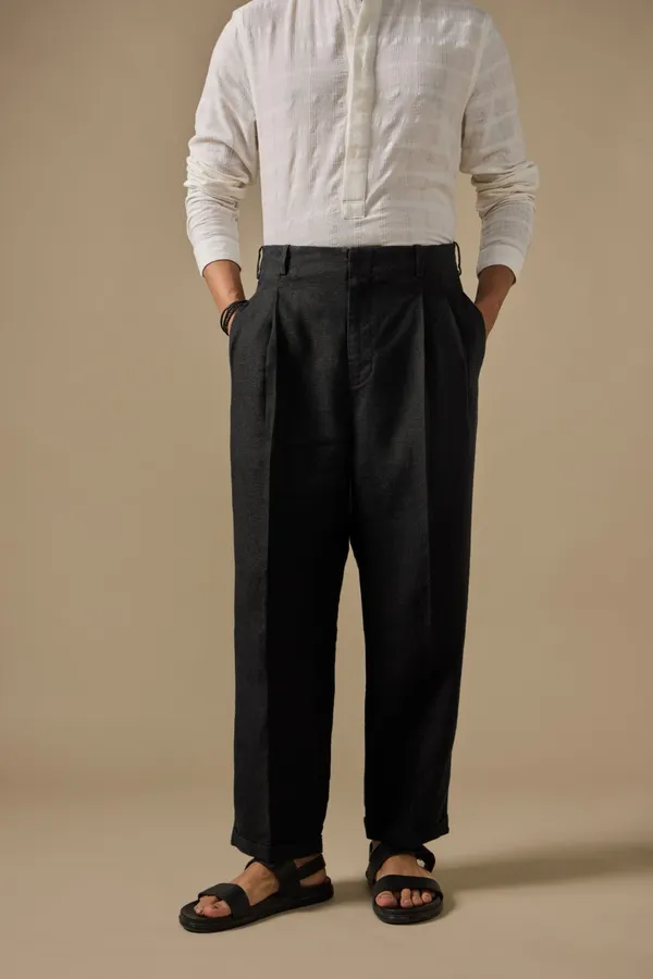 100%_Linen_Relax_Fit_High_Waist_Pleated_Trouser
