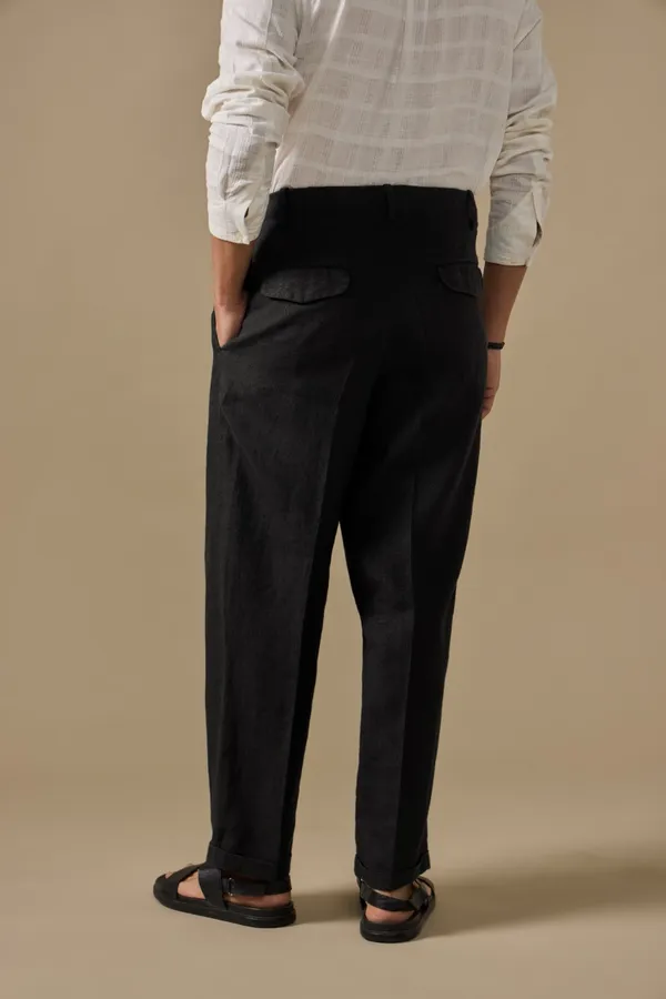 100%_Linen_Relax_Fit_High_Waist_Pleated_Trouser