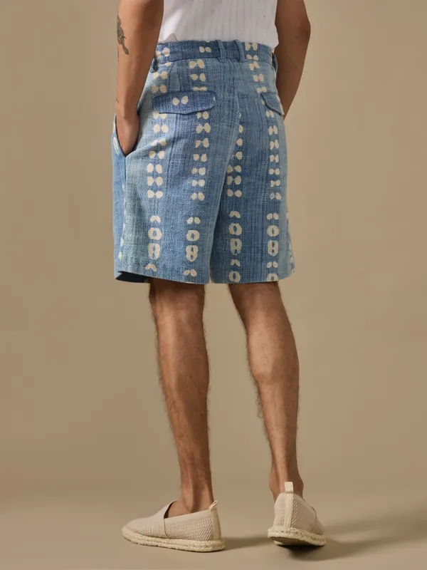Hand_Brushed_Indigo_Print_Pleated_Shorts