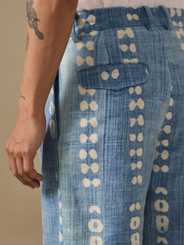 Hand_Brushed_Indigo_Print_Pleated_Shorts