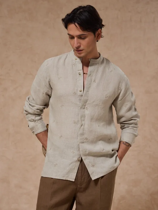 100%_Linen_Classic_Fit_Embroidered_Bushirt