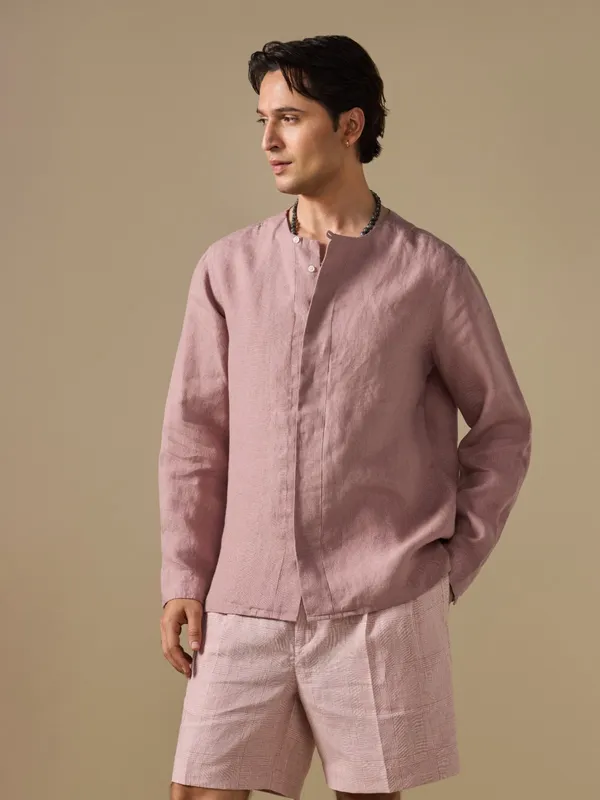 100%_Linen_Classic_Fit_Gol-Gala_Bushirt_With_Stitch_Details