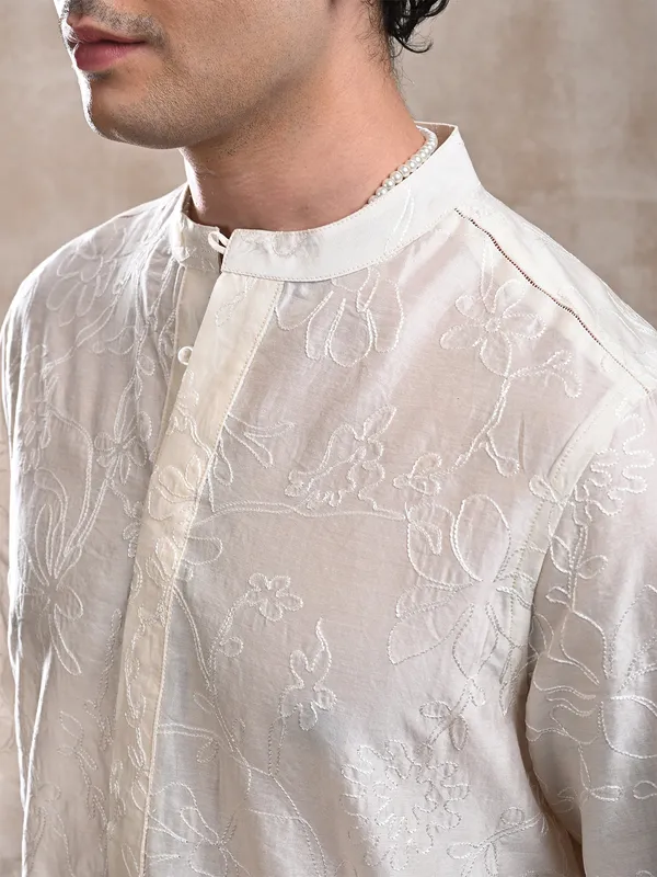 All_over_embroidered_Silk_cotton_classic_fit_short-kurta