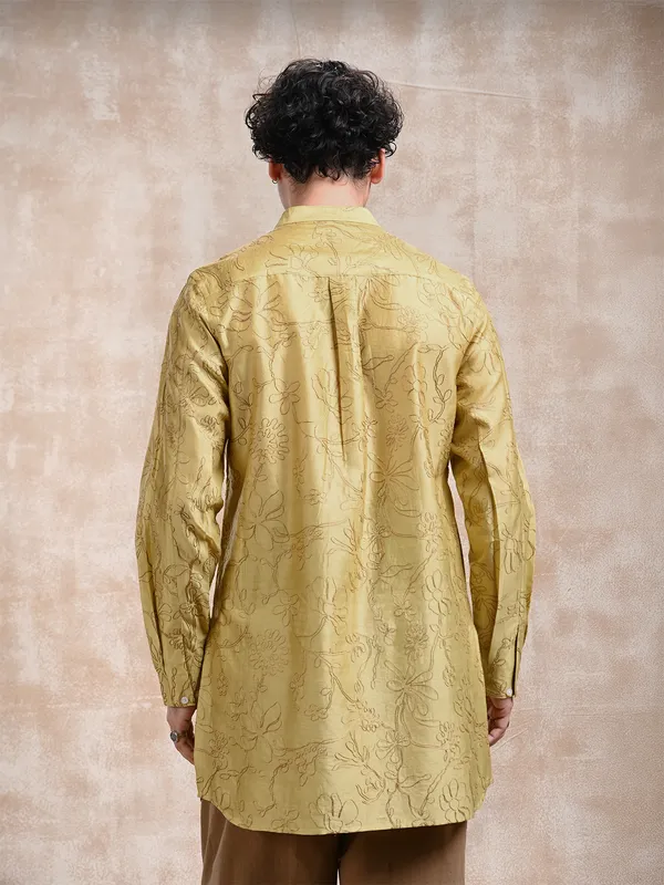 All_over_embroidered_Silk_cotton_classic_fit_short-kurta