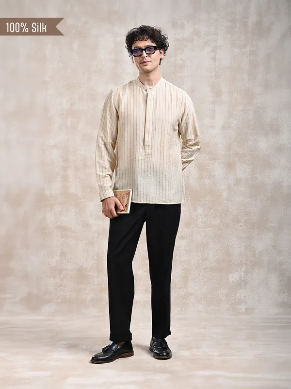100%_Natural_Muga_Silk_classic_fit_Popover_shirt_in_stripe