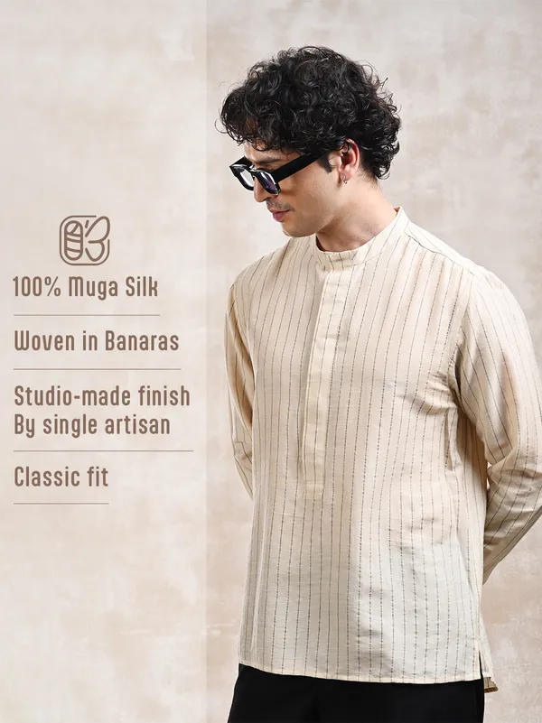 100%_Natural_Muga_Silk_classic_fit_Popover_shirt_in_stripe