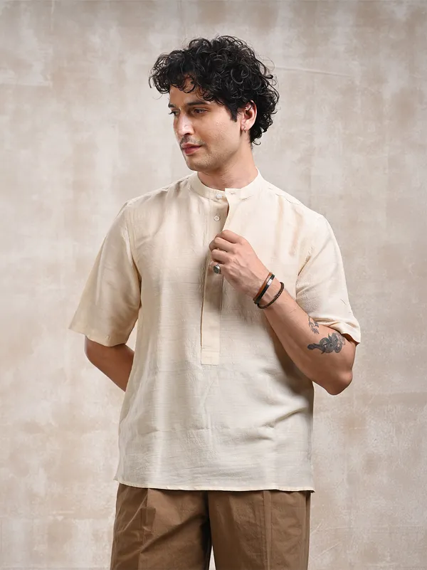 100%_Natural_Muga_Silk_classic_fit_Pop-over_shirt