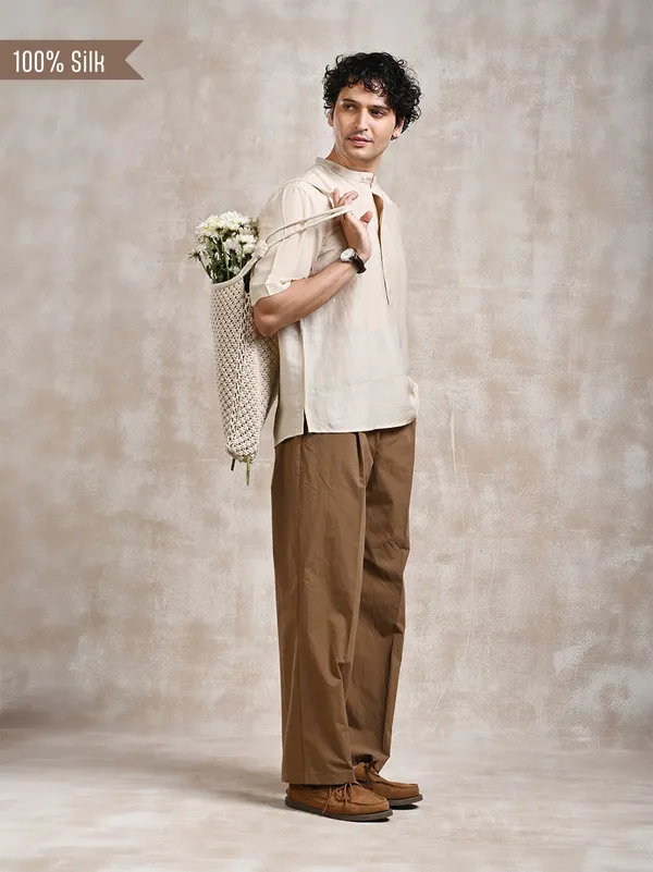 100%_Natural_Muga_Silk_classic_fit_Pop-over_shirt