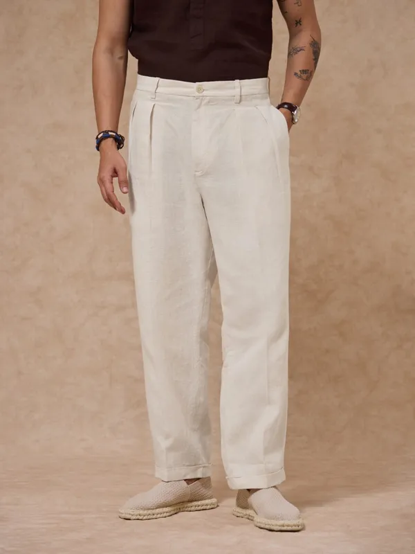 100%_Linen_Relax_Fit_Pleated_Trouser