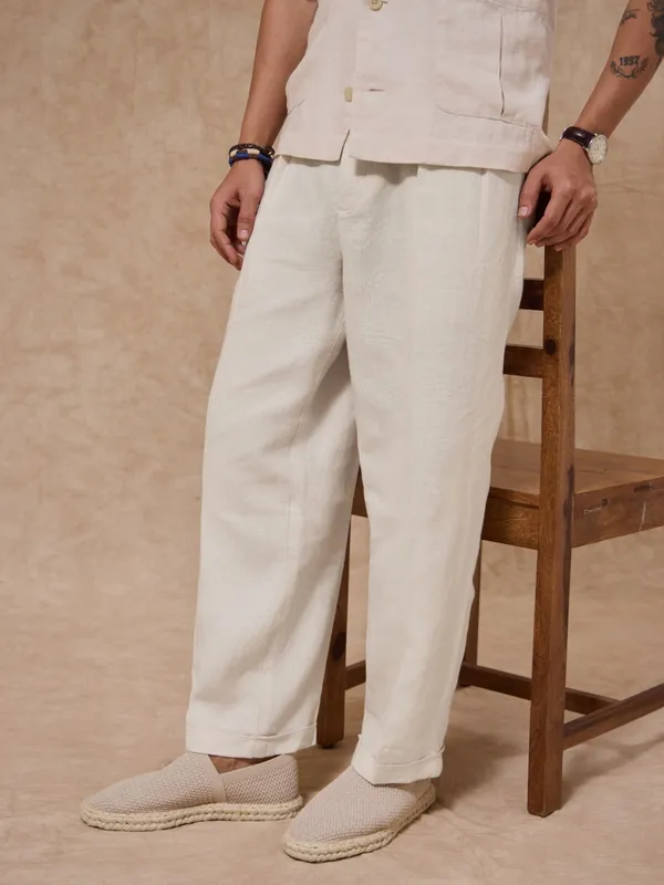 100%_Linen_Relax_Fit_Pleated_Trouser
