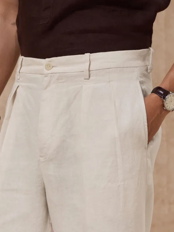 100%_Linen_Relax_Fit_Pleated_Trouser