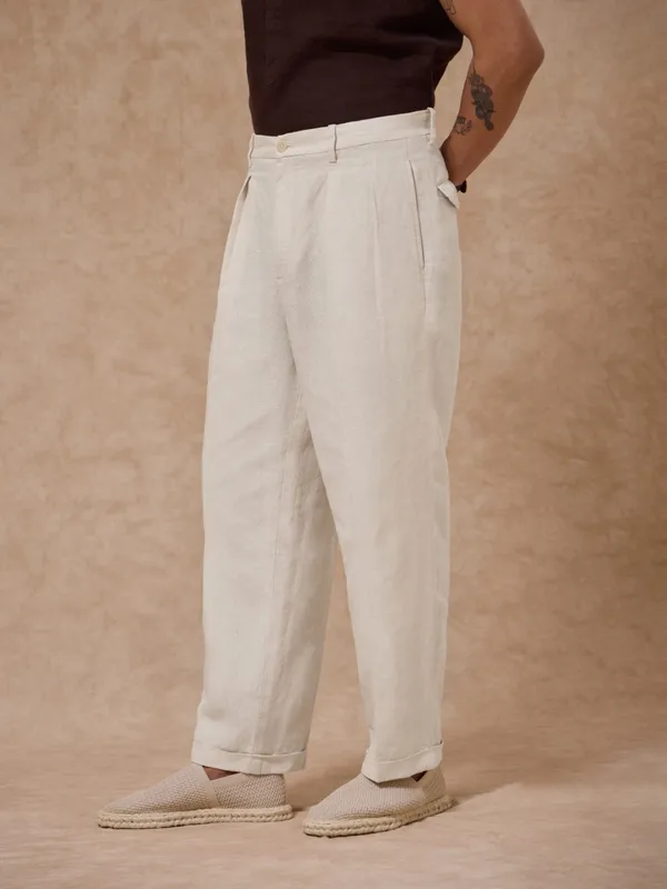 100%_Linen_Relax_Fit_Pleated_Trouser