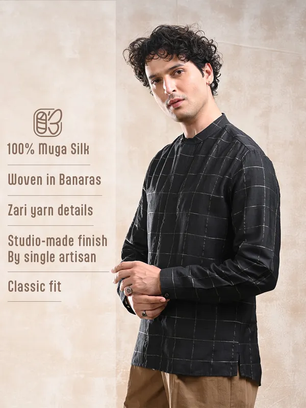 100%_Muga_Silk_classic_fit_BuShirt_with_zari_check