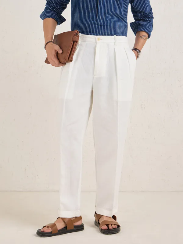 100%_Linen_Relax_Fit_Pleated_Trouser