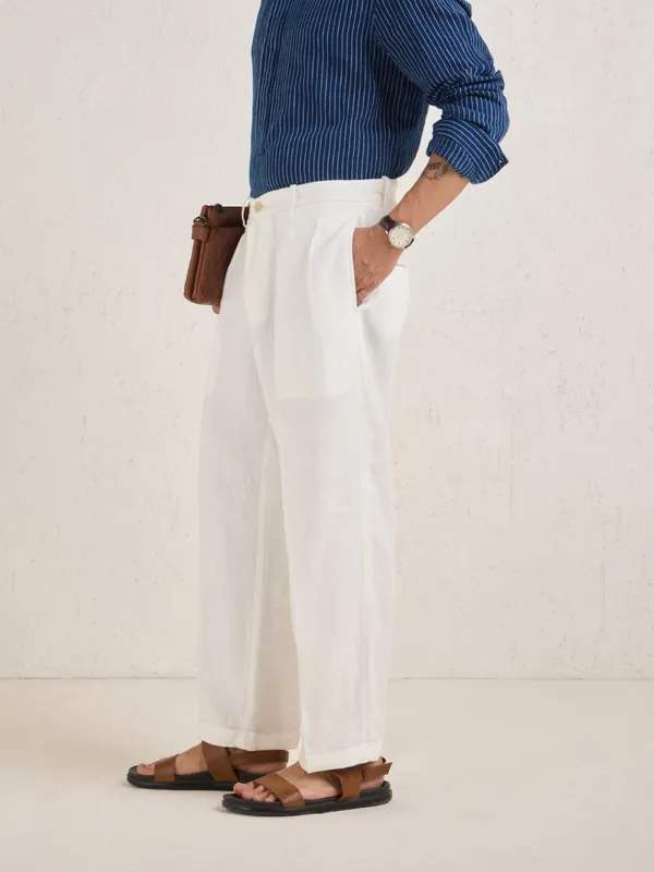 100%_Linen_Relax_Fit_Pleated_Trouser