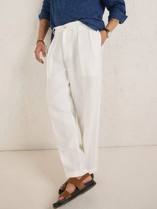 100%_Linen_Relax_Fit_Pleated_Trouser