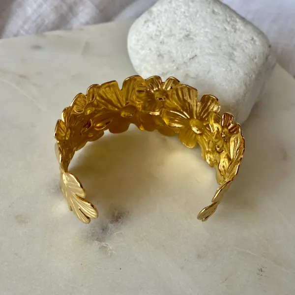 Gold-Toned_Floral_Cuff_Bracelet
