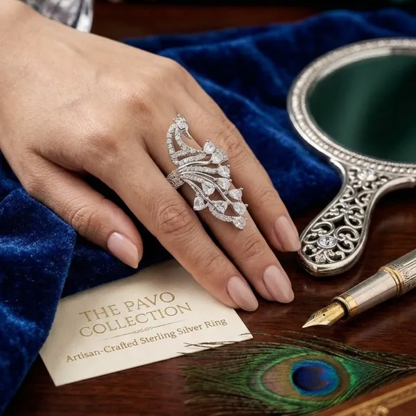 Sparkling_Peacock_Design_Sterling_Silver_Statement_Ring