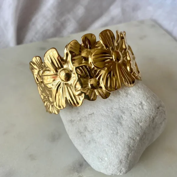 Gold-Toned_Floral_Cuff_Bracelet