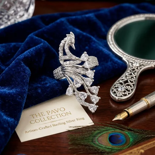 Sparkling_Peacock_Design_Sterling_Silver_Statement_Ring