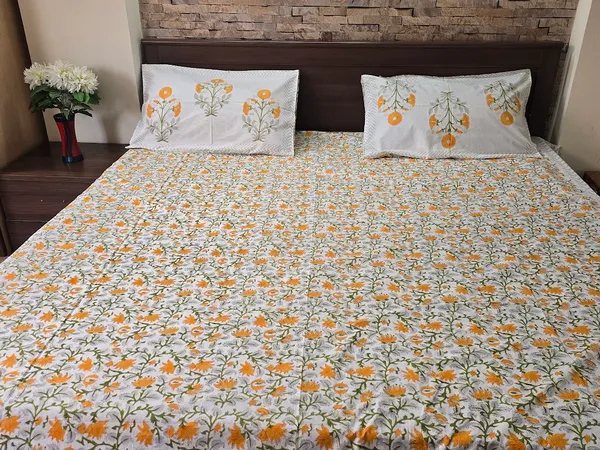 Floral_Hand_Block_Printed_Cotton_Bedsheet_With_Matching_Pillow_Covers_(108_X_108_inches)
