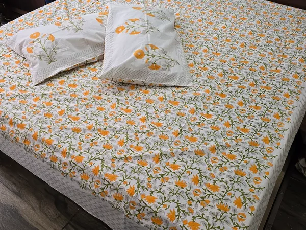 Floral_Hand_Block_Printed_Cotton_Bedsheet_With_Matching_Pillow_Covers_(108_X_108_inches)