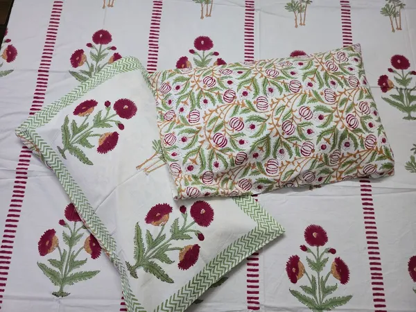 Floral_Hand_Block_Printed_Cotton_Bedsheet_With_Matching_Pillow_Covers_(108_X_108_inches)