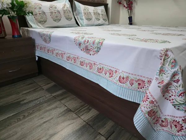 Floral_Hand_Block_Printed_Cotton_Bedsheet_With_Matching_Pillow_Covers_(108_X_108_inches)
