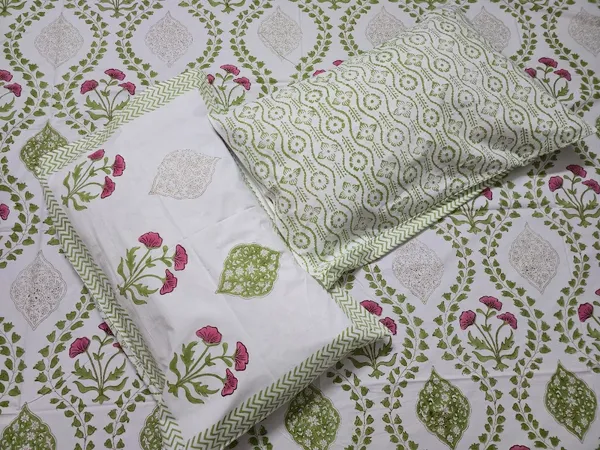 Floral_Hand_Block_Printed_Cotton_Bedsheet_With_Matching_Pillow_Covers_(108_X_108_inches)