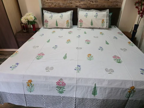 Floral_Hand_Block_Printed_Cotton_Bedsheet_With_Matching_Pillow_Covers_(108_X_108_inches)