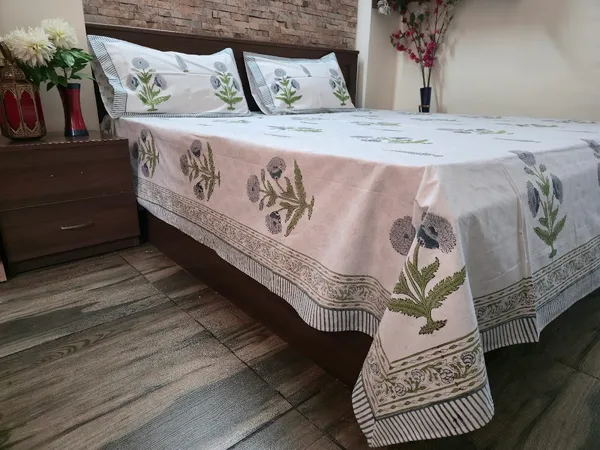 Floral_Hand_Block_Printed_Cotton_Bedsheet_With_Matching_Pillow_Covers_(108_X_108_inches)