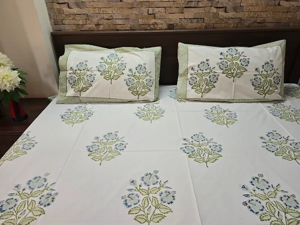 Floral_Hand_Block_Printed_Cotton_Bedsheet_With_Matching_Pillow_Covers_(108_X_108_inches)