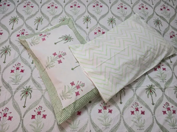 Floral_Hand_Block_Printed_Cotton_Bedsheet_With_Matching_Pillow_Covers_(108_X_108_inches)