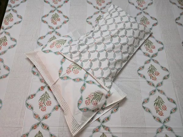 Floral_Hand_Block_Printed_Cotton_Bedsheet_With_Matching_Pillow_Covers_(108_X_108_inches)